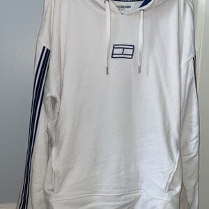 Tommy Hilfiger Sport White and Blue Hoodie with Pockets size L